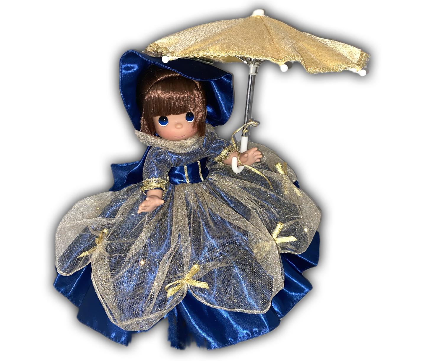 Blue & Gold Parasol Girl - 12” Doll