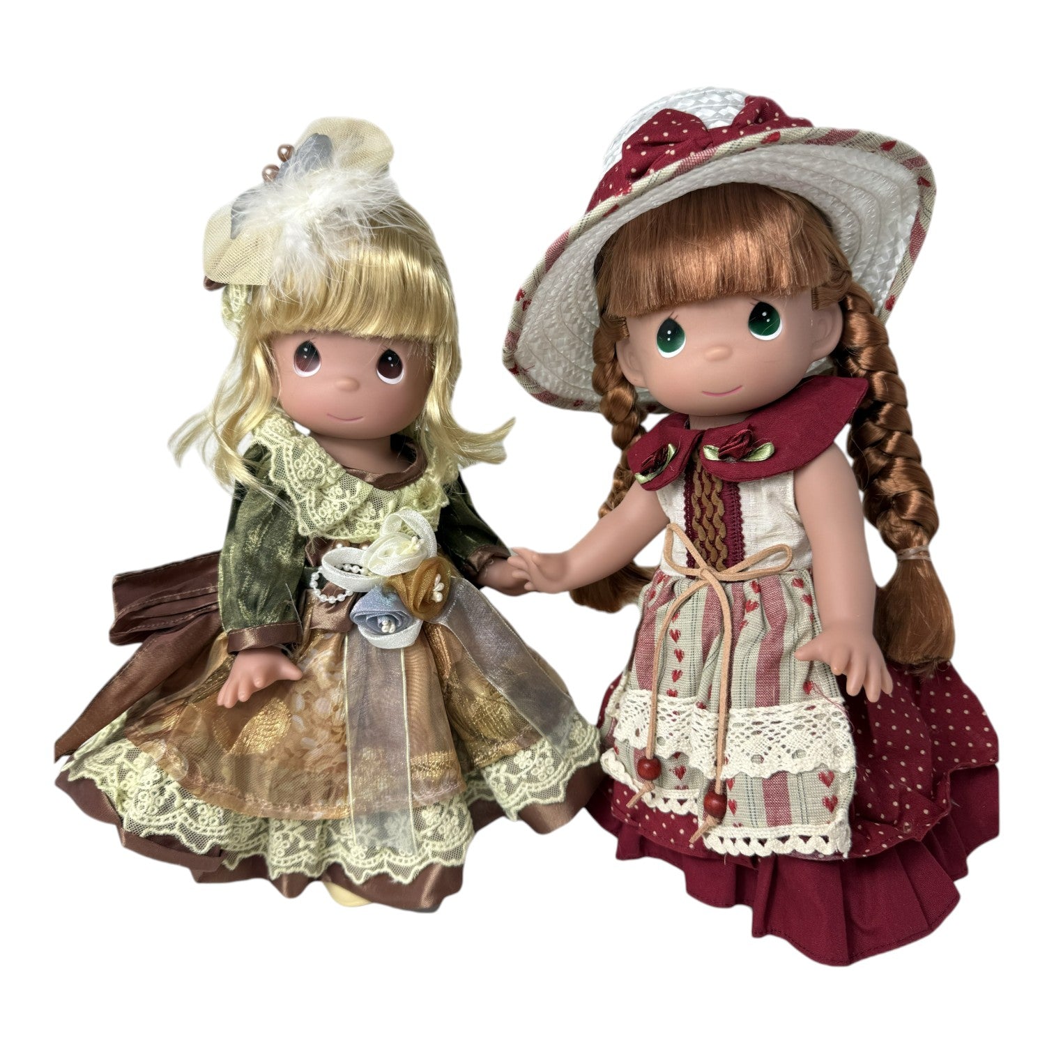 The Doll Maker Forever Friends set featuring two 12-inch collectible dolls in detailed vintage-style dresses and head pieces.