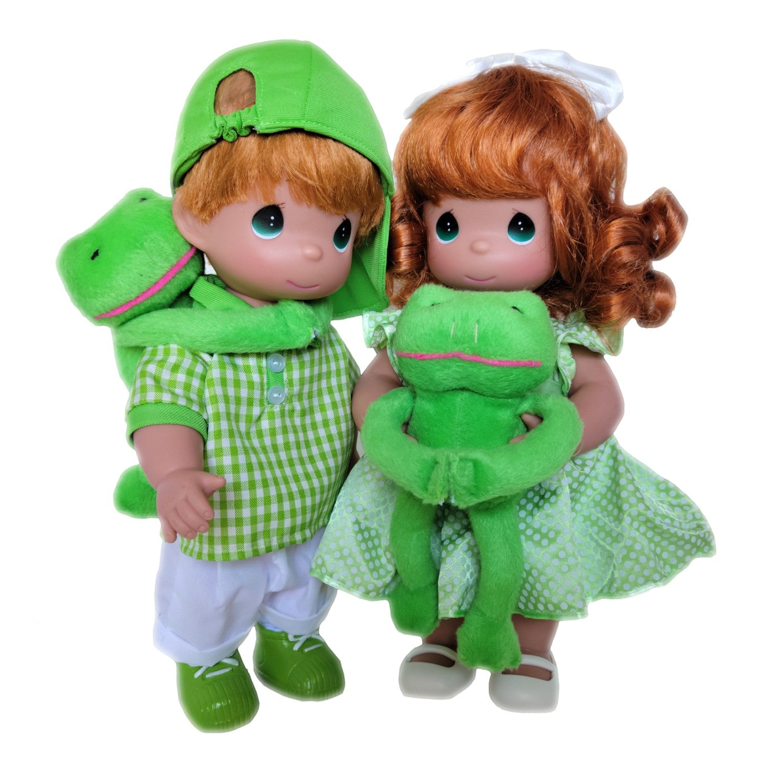 The Doll Maker Toad-ally In Love with You 12-inch boy and girl doll set with green frog plush toys