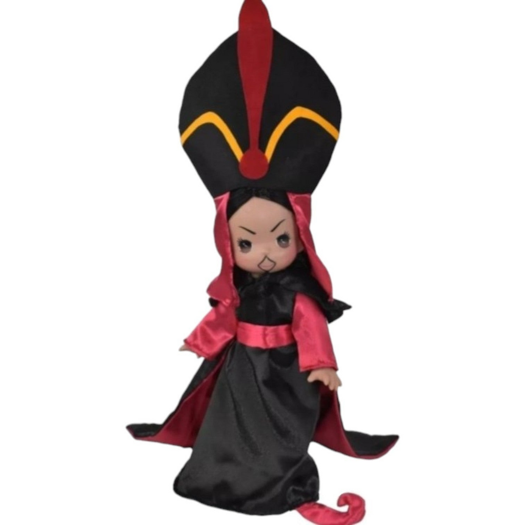 The Doll Maker 12-inch Jafar vinyl doll wearing a signature towering headpiece and dramatic black and red robes.