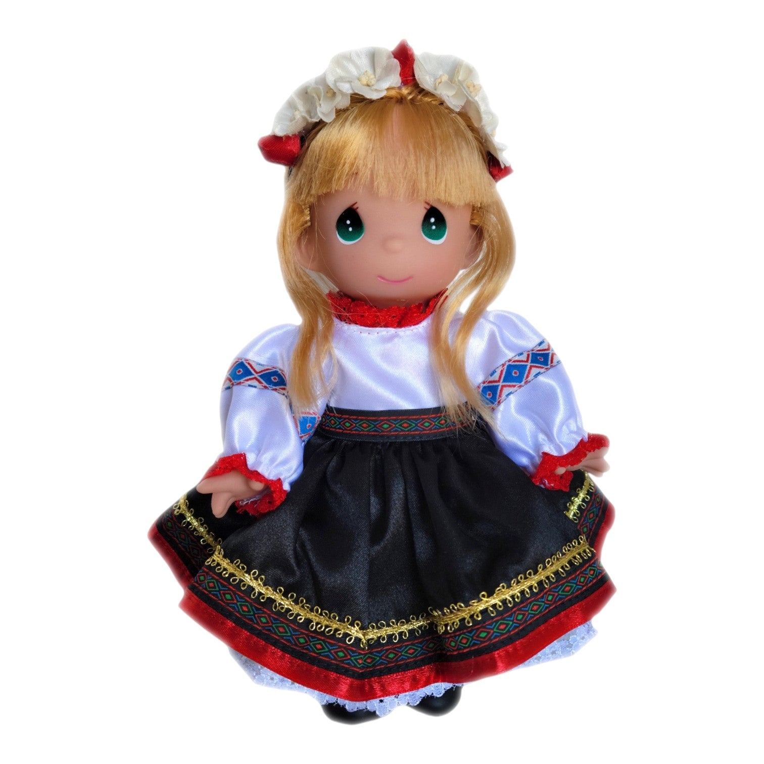 The Doll Maker Katryna 9-inch vinyl doll wearing a traditional Ukrainian costume with a floral headpiece