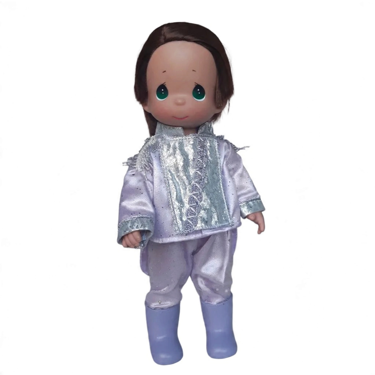 The Doll Maker 12-inch Prince Eric doll in a lavender suit with silver accents and embroidery for 100th anniversary.