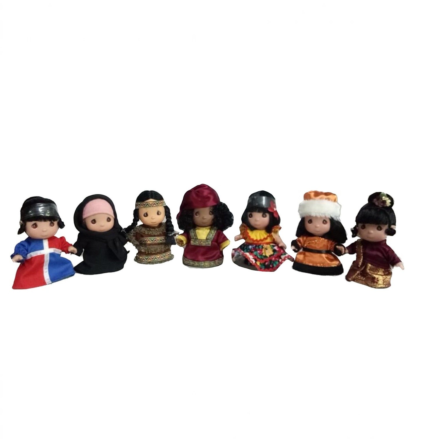 The Doll Maker 5-inch multicultural doll set featuring seven dolls in traditional international clothing