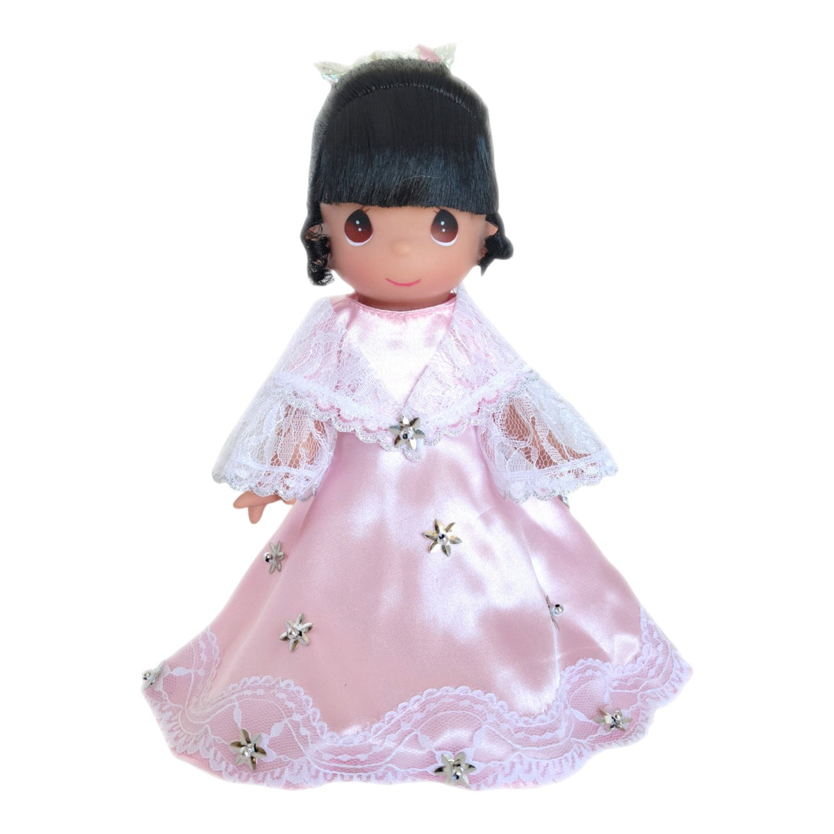 The Doll Maker Philippines Stella 9-inch vinyl doll wearing a traditional pink satin dress with lace and star accents.