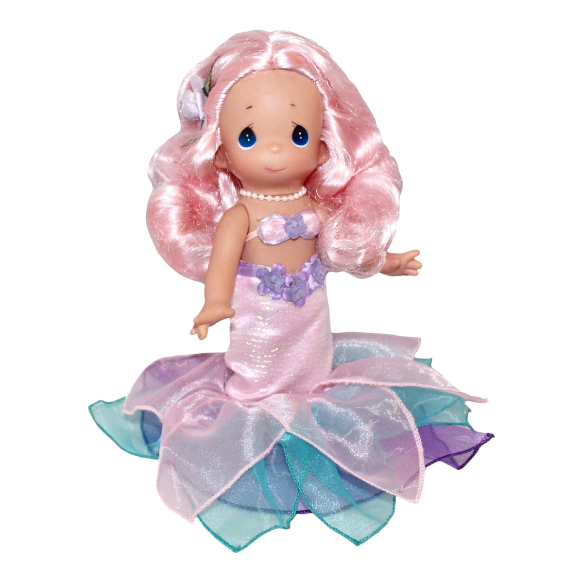 The Doll Maker Mermaid Wishes & Starfish Kisses 9-inch vinyl doll with pink hair and a shimmering mermaid tail.