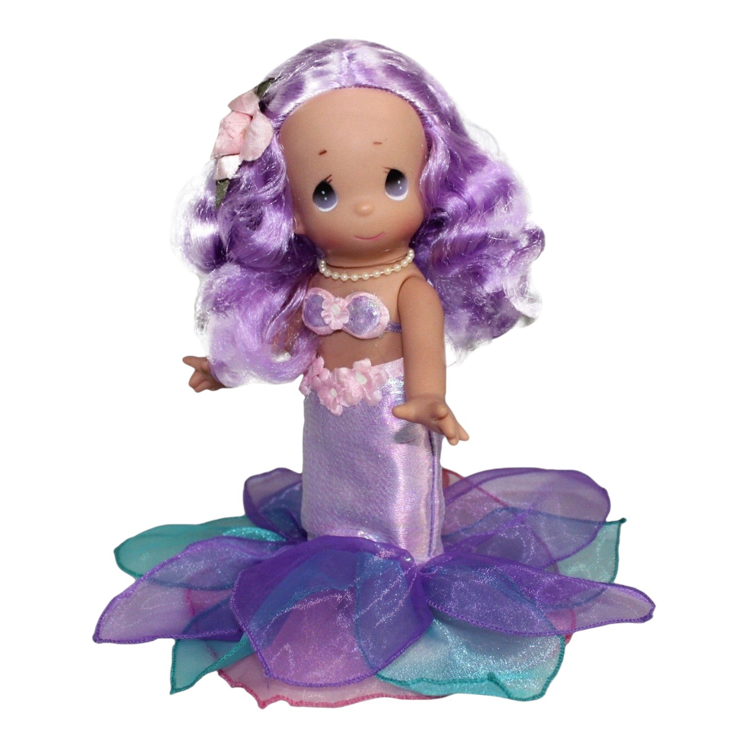 The Doll Maker Mermaid Wishes & Starfish Kisses 9-inch vinyl doll with purple hair and a shimmering purple tail.
