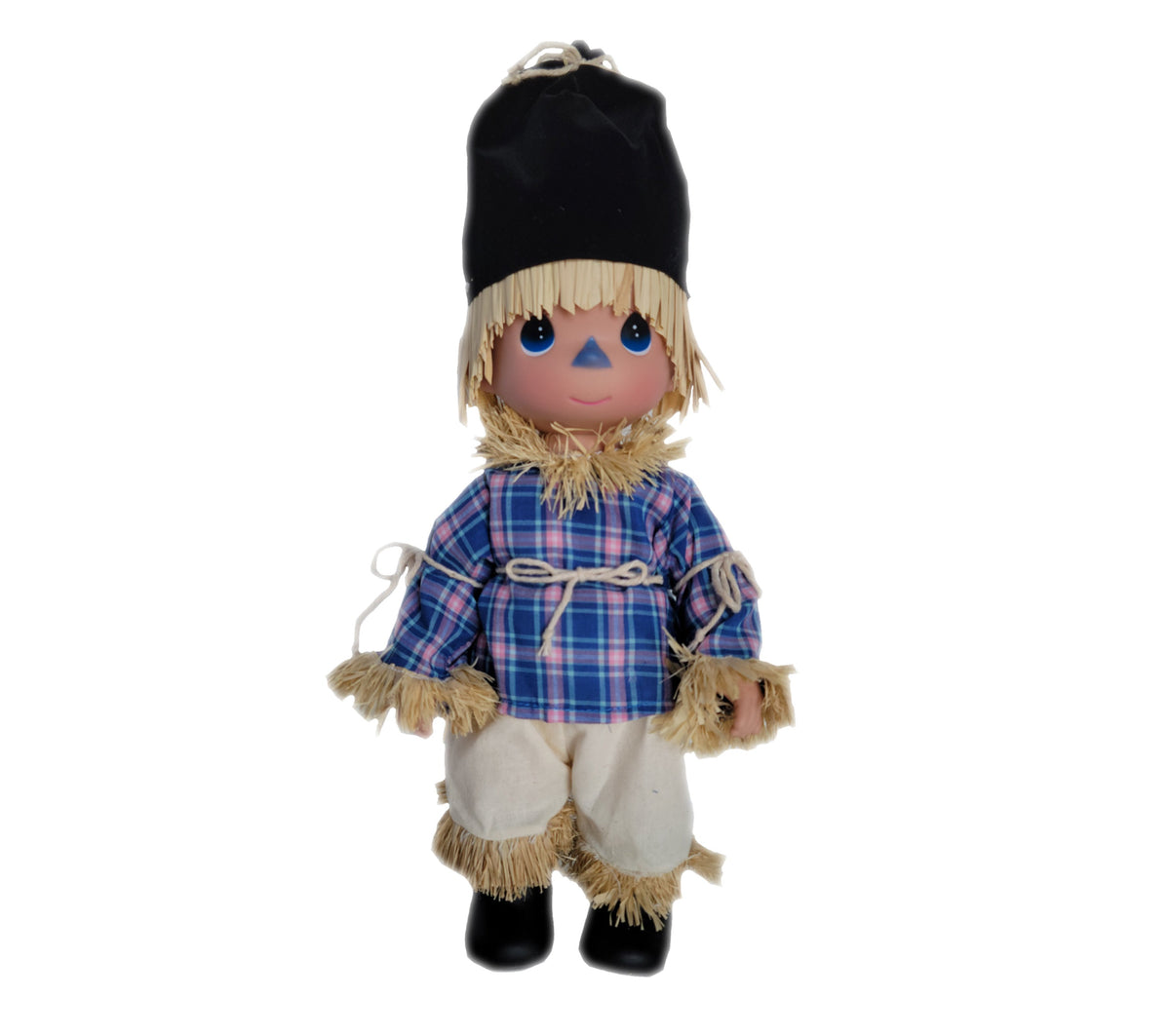 The Doll Maker 12-inch Scarecrow vinyl doll from The Wizard of Oz wearing a plaid shirt and straw accents.