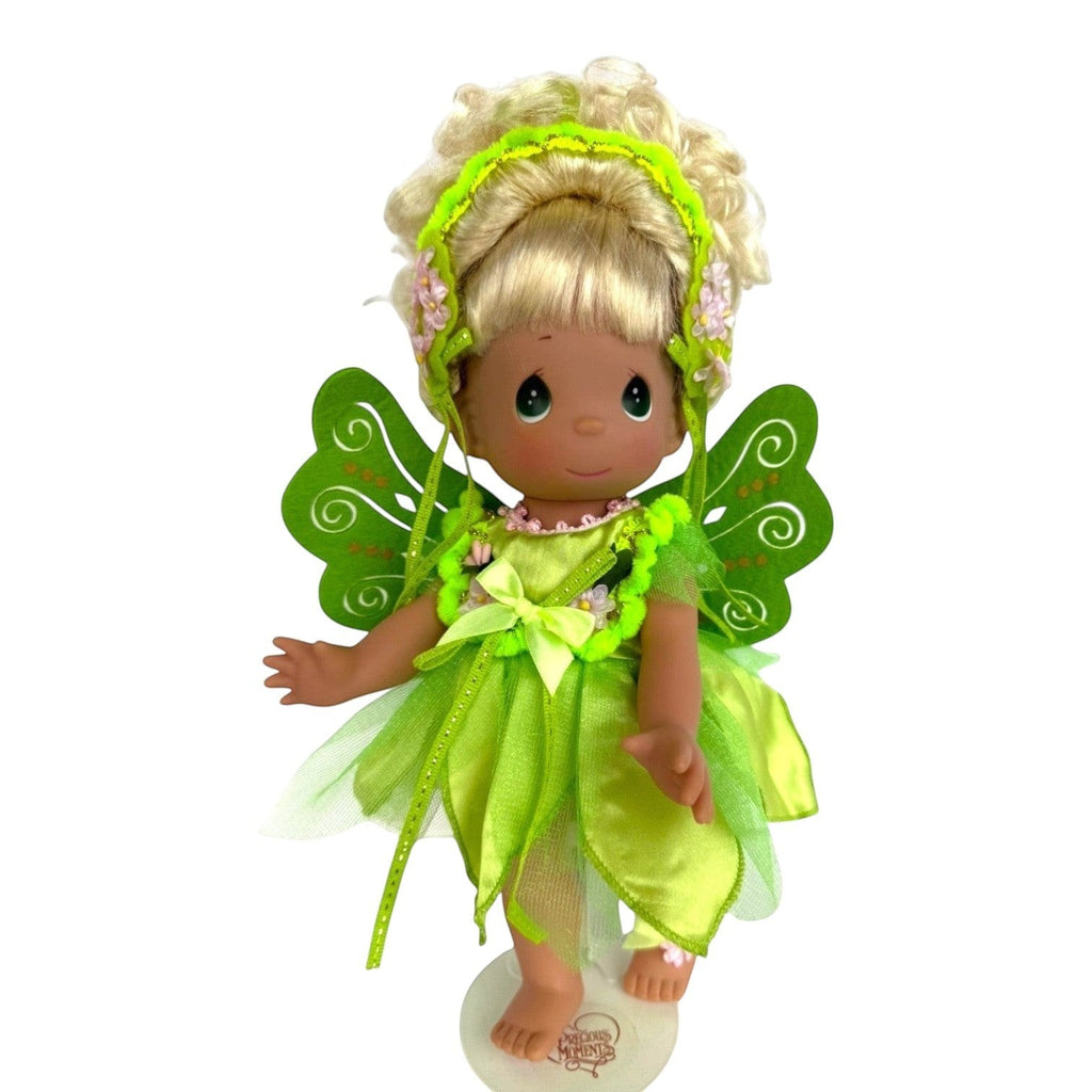 The Doll Maker 12-inch Tinker Bell collectible doll wearing a sparkling green dress and delicate fairy wings.