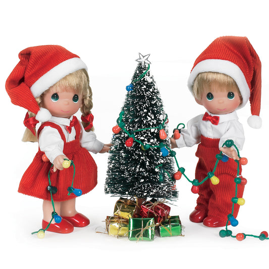 You Light Up My Life Christmas set, 7 inch set of dolls