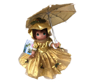 Christmas Gold Parasol Girl - 12” Doll